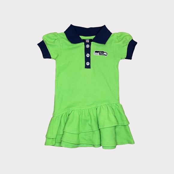 NFL Team Apparel Seattle Seahawks Ruffle Tier Bottom Polo Dress - Picture 1 of 4